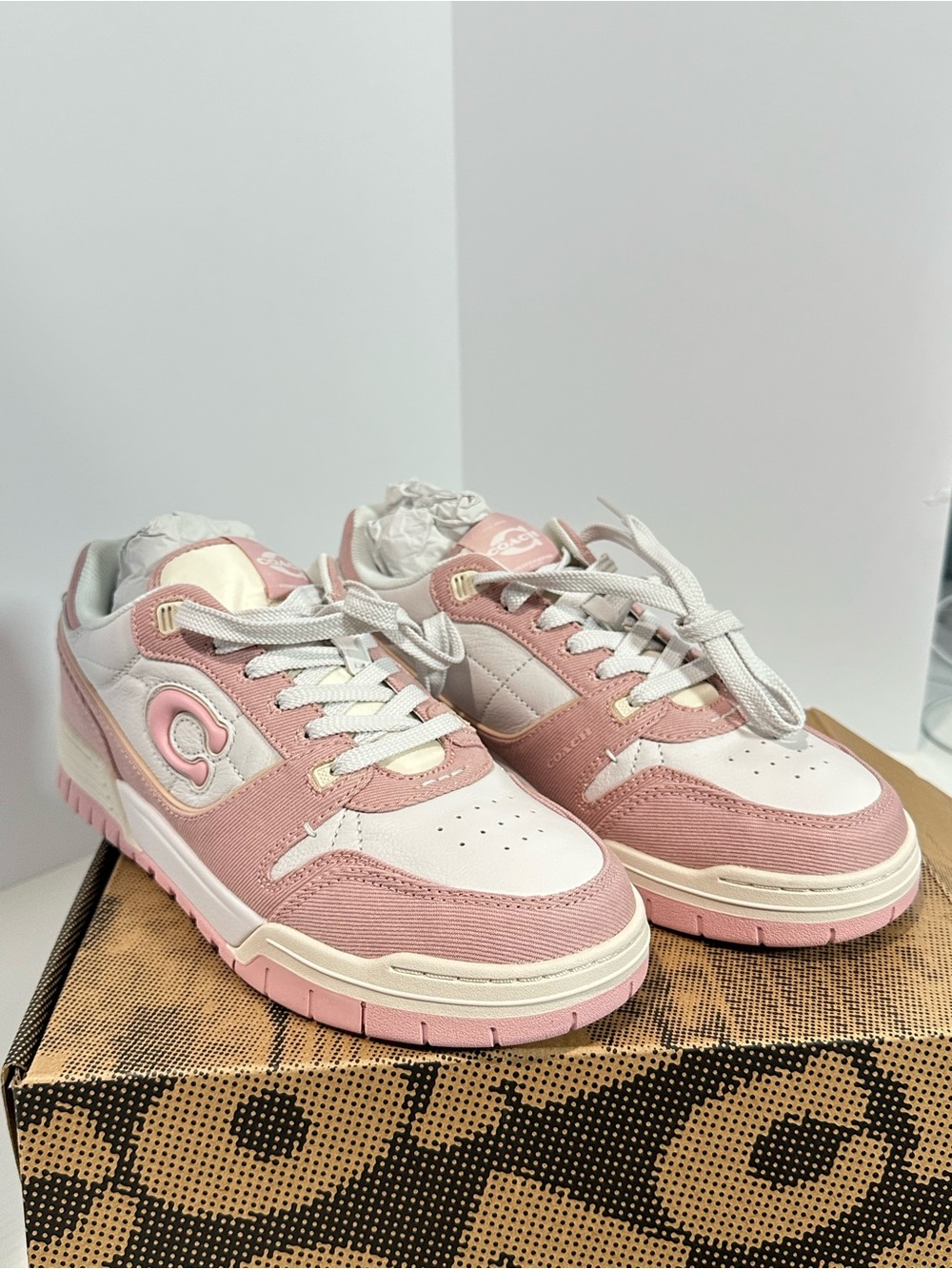 Coach Pink and White Women's Soho Sneakers